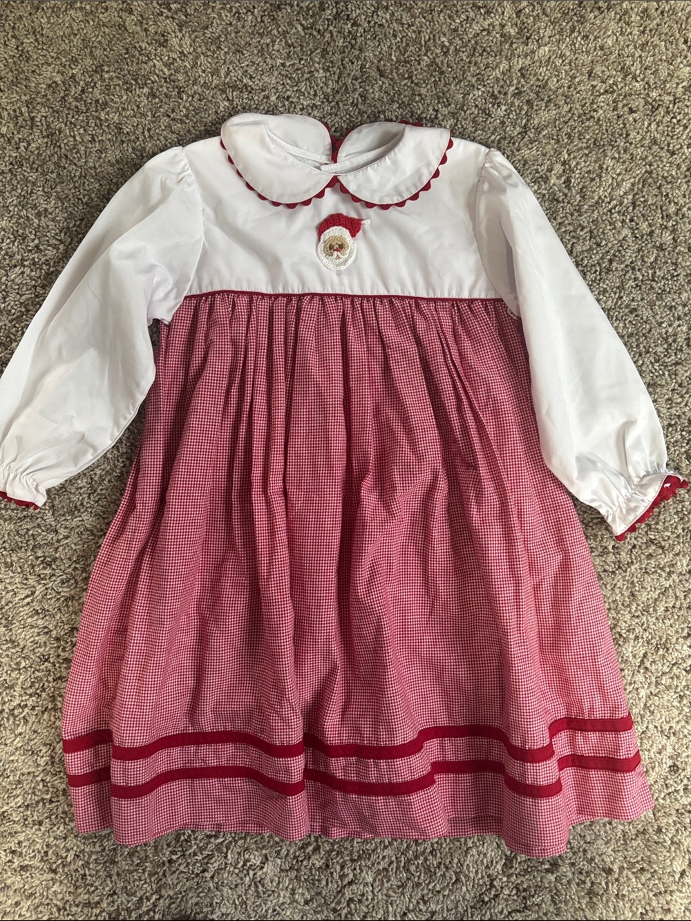 Petit Ami White Bodice Red Gingham Holiday Dress